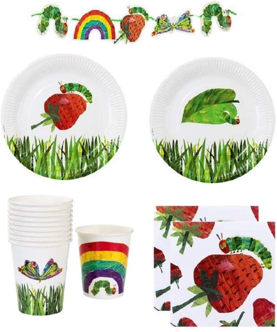 The Very Hungry Caterpillar Party Supplies Pack for 12 Guests Including Plates, Napkins, Cups And 9 Foot Banner