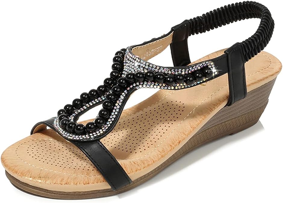 Amazon.com | Women's T-Strap Beaded Flower Rhinestone Flat Sandals Dress Beach Shoes | Shoes