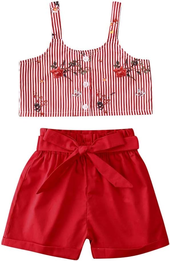 Toddler Kids Baby Girl Floral Outfit Lace Halter Tank Top+Boho Skirt Dress Set Summer Clothes