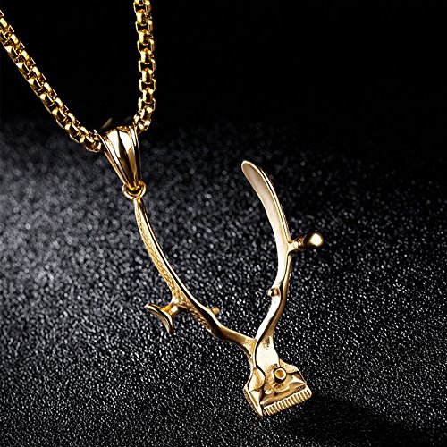 SMITH CHU Fashion Hair Trimming Barber Hand Clipper Pendant - Stainless Steel Jewelry Necklace for Men - Barber Stylist Salon Tools Jewelry Round Box Chain
