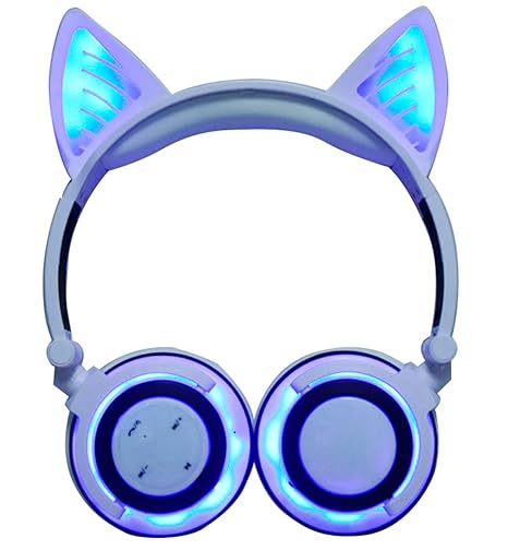 LIMSON Drahtlose Bluetooth-Kopfhörer über Ohr, Faltbare Nachladbare Katze-Ohr-Headsets mit Mic LED-Licht-Glühenden Kind-Headp