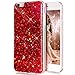 iPhone 6S Plus Case,iPhone 6 Plus Case,ikasus Luxury Sparkle 3D Bling Diamond Glitter Paillette Flexible Soft Rubber Gel TPU Protective Case Cover for iPhone 6 Plus/iPhone 6S Plus 5.5,Red