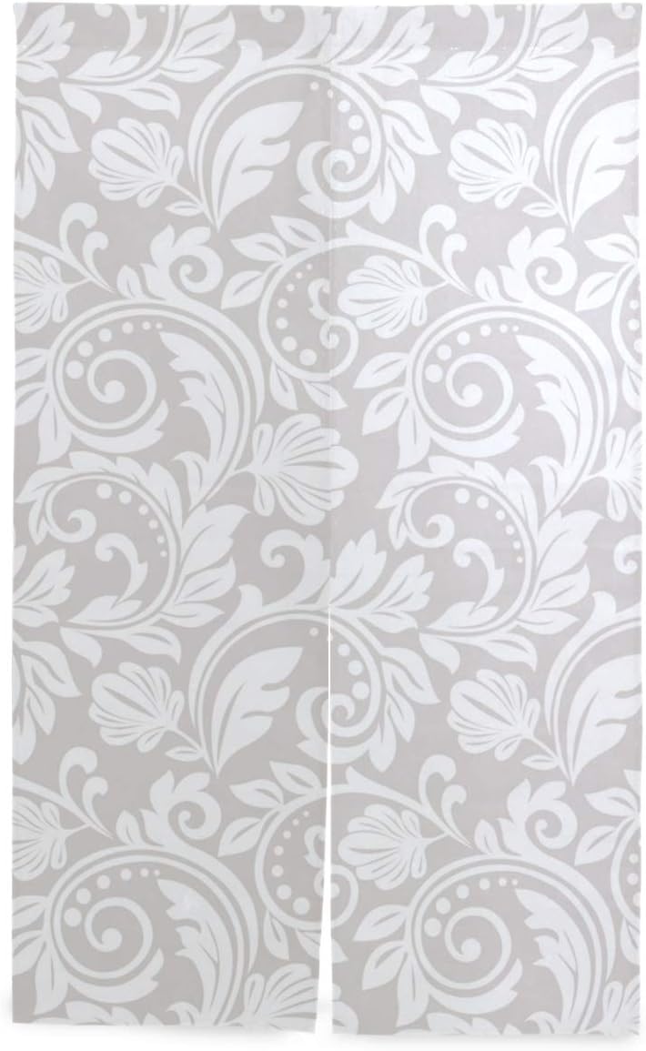 Amazon Eilanna 暖簾 カーテン 壁紙スタイルバロックシームレスなベクトルの背景 夏の日 おしゃれ 間仕切り 遮光 目隠し ロング 断熱 つっぱり棒 突っ張り棒 伸縮棒付き 86 143cm インテリア 喫茶店 居酒屋 飾り付け 装飾 のれん オンライン通販