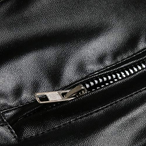 Tsmile Women Oblique Zipper Motorcycle Jacket Plus Size Street Faux Leather Lapel Pocket Belt Gothic Punk Coat Tops - Thumbnail 5
