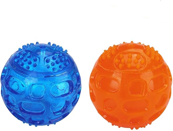 blue squeaky dog ball