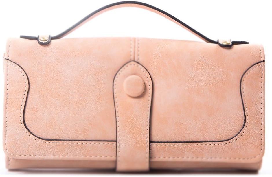 Snap Button Phone Clutch Compact wallet with handle (Peach)