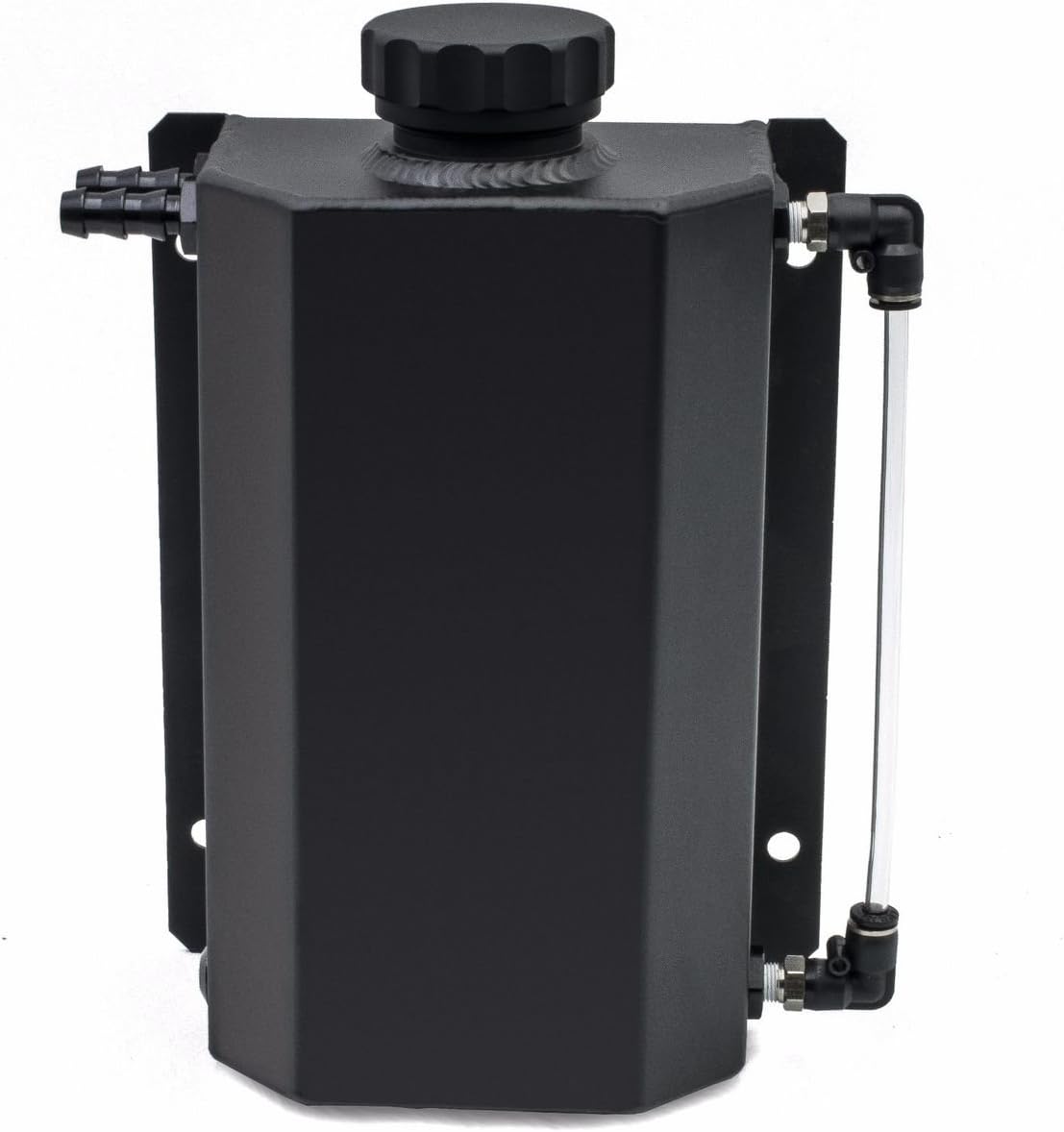 2L Alloy Universal Water Coolant Overflow Expansion Tank Reservoir Aluminum Cap (Black)