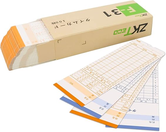 Amazon Zkteco タイムカード 100枚入り Fカード 4欄印字可能 タイムレコーダー Zkph403n専用タイムカード F 31 タイムカード本体 文房具 オフィス用品
