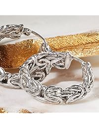 Ross-Simons - Pendientes de aro pequeños de plata de ley bizantina