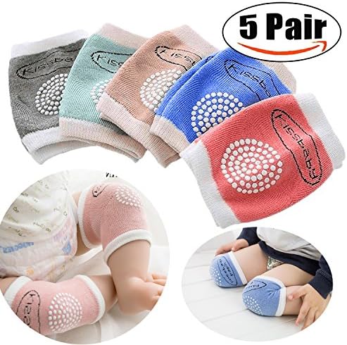 Xenzy 5 Pairs Baby Knee Pads Crawling Anti-Slip Elastic Adjustable Leg Warmers Kneepads Safety Protector for Unisex Baby Toddlers