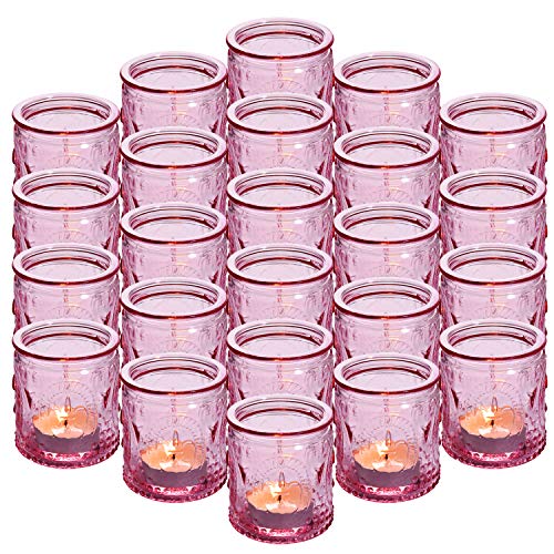 24Pack Glass Vintage Candle Holders Votive Candle Wax Cups