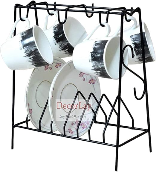 Decorlay Space Saving Wrought Iron Cup and Saucer Stand