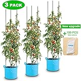 LEBOO 3-Pack(61inch) Vegetable Trellis Tomato Cages Plant Supports, Adjustable Garden Cages Tomato Plant Stakes for Vertical Climbing Plants, with 100 Cable Ties
