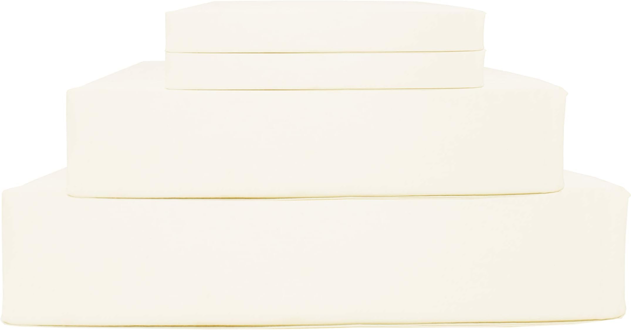 Linen Home100% Cotton Percale Sheets Full Size, Ivory, Deep Pocket, 4 Pieces Set - 1 Flat, 1 Deep Pocket Fitted Sheet and 2 Pillowcases, Crisp Cool and Strong Bed LinenOEKO-TEX STANDARD 100