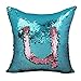 BeneU 16 x 16 inch Double Colors Reversible Sequin Mermaid Pillow Cover, Glitter Sofa Cushion Case - Blue & Pink