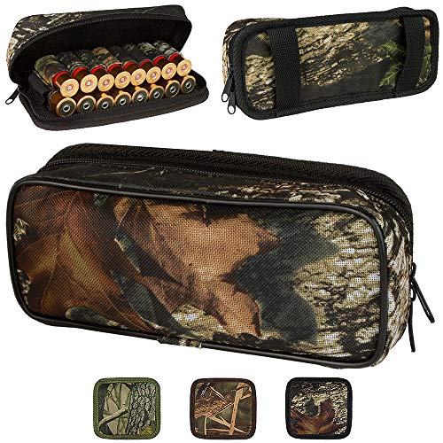 BronzeDog Waterproof Nylon Ammo Pouch Cartridge Belt Holder 12 16 gauge Camo Shotshell Carrier Bag Hunting Wallet (Black Oak Camo)