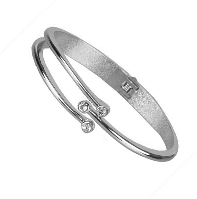 Stunning Women Cubic Zirconia Cuff Stainless Steel Bangle