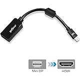 gofanco Mini DisplayPort to HDMI Adapter - Black Thunderbolt Compatible MALE to FEMALE - for Apple MacBook, MacBook Air, MacBook Pro, Mac Mini, Microsoft Surface Pro / Pro 2 / Pro 3, Google Chromebook Pixel, Laptops with Mini DP Ports