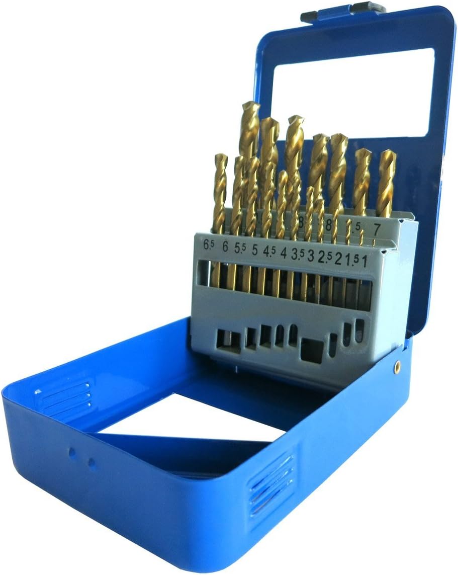 S&R Metal Drill Bit Set 1-10mm - 19-Piece HSS Titanium-Coated Bits, 19 pcs - 1-10mm, Set 19 Stk : 1,0 - 10 mm