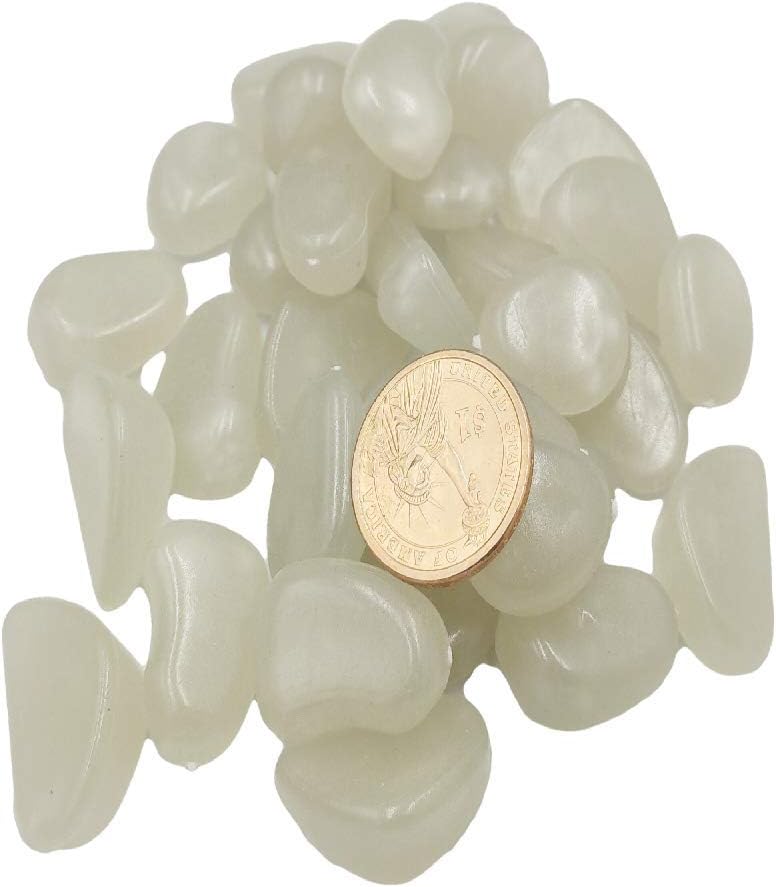 Glowing Rocks, Glow in The Dark Pebbles, Glow Decorative Stones Rocks, Luminous Pebbles for Outdoor Decor, Garden Lawn Yard, Aquarium, Walkway, Fish Tank, Pathway1.1lb，150pcs（ Yellow green(white)) : Garden & Outdoor