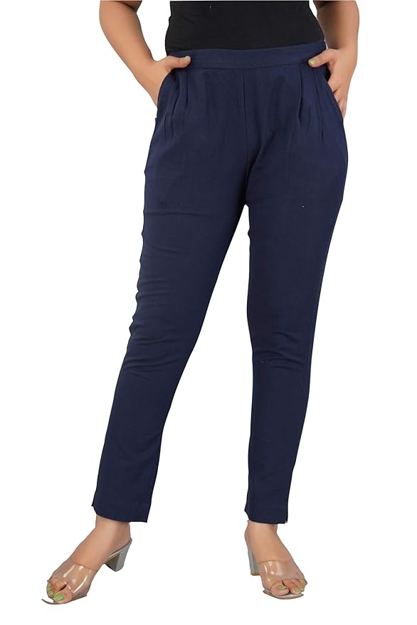 Buy Restyle Pants for Women Regular Fit Cotton Pant with Double Pocket