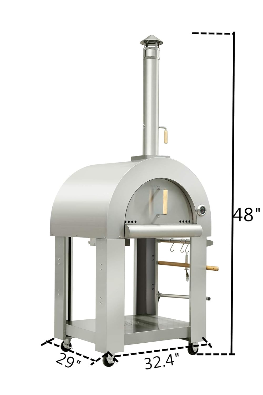 Outdoor Ovens Thor Kitchen Outdoor Wood Fried Pizza Oven Stainless Steel Cooking Area 5 17ft Sliver With Wheels Grills Outdoor Cooking