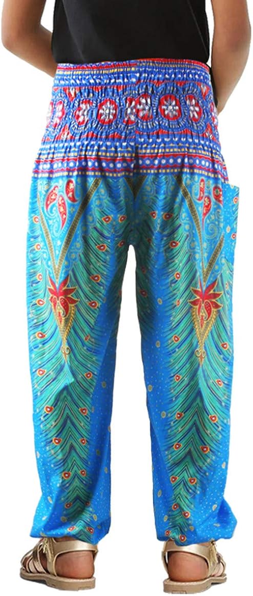 TENMET Little Girls Yoga Trousers Bohemian Beach Pants Baggy Harem Activewear for Girls Age 3-10: Clothing