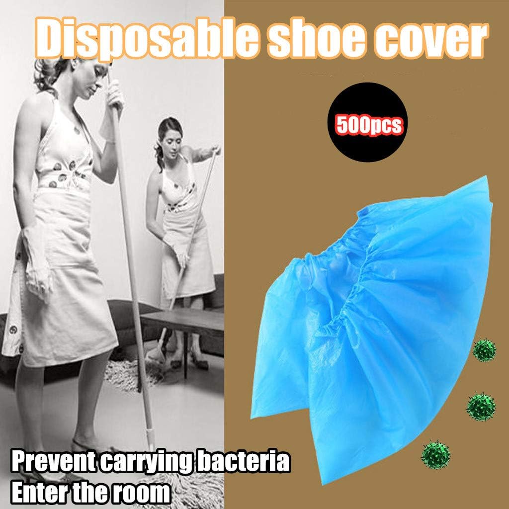 FD Disposable Shoe Covers, FunDiscount 500 Pack (250 Pairs) Disposable Hygienic Shoes Coverings Waterproof Slip Resistant Booties Covers for Medical, Workplace, Construction, Floor Protection (Blue)