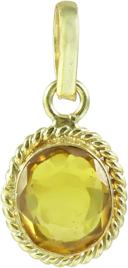 PRANJAL GEMSYellow Shell 7.25 Ratti Natural Pukhraj Panchdhatu Panch Dhatu Unheated and Untreated Top Gemstone Pendant for Men and Women for Astrological Purpose