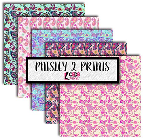 Paisley Bundle #2 Printed Vinyl CSDS Vinyl Printed Adhesive Vinyl Printed HTV Patterned Vinyl Paisley Patterned Vinyl Floral Vinyl Bundle Pack (Heat Transfer Vinyl)