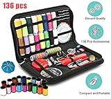 136 Pcs Portable Sewing Kit, Gold Meier 136 Basic Premium DIY Sewing Accessories Tools, 36 Color Spools of Thread, Mini Travel Sew Kits for Beginners Ideal for Home Use or DIY to Mending and Repair