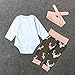 Leegor Baby Christmas Set Girl Romper Deer Prints Bodysuit+Pants Hairband Clothes (6M) White