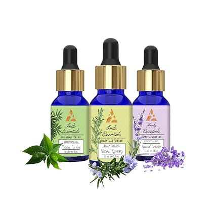 Indo Essentials Tea Tree, Lavender & Rosemary Essential Oil (15 ML): Therapeutic Grade, Steam Distilled, Pure And Natural for Skin, Hair, Face, Acne Care