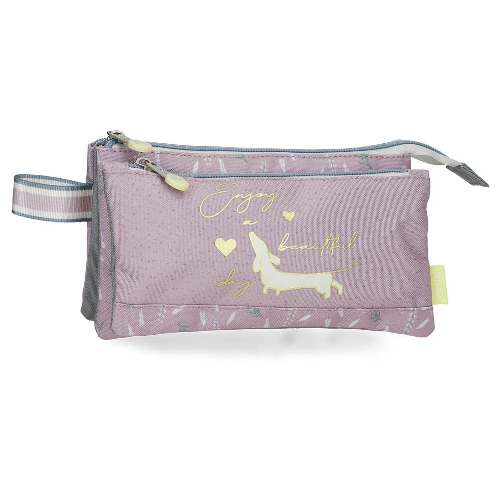 Enso Beautiful day Triple Purple Pencil Case 22x12x5 cms Polyester