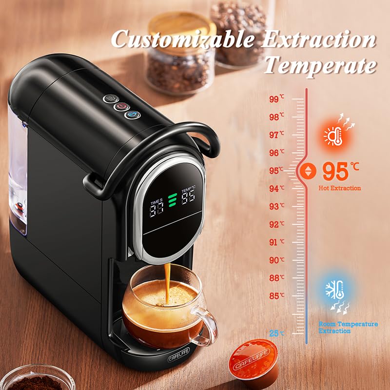 Cafelffe MK-609S 19 Bar Espresso Machine 4 In 1 Coffee Maker For Nes original/DG Capsules/Coffee Powder/44mm ESE Pod, Cold/Hot Brew,Adjustable 7 Brew Size,Black