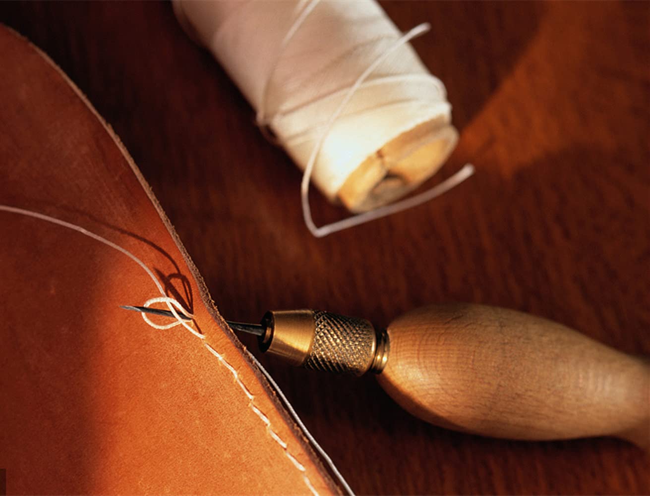 Waxed Thread, 328 Yards 150D 1MM Leather Sewing Waxed Thread for Leather DIY, Bookbinding, Shoe Repairing, Leather Projects (Beige #002)