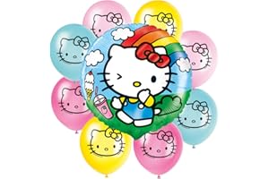 Hello Kitty Birthday Party Supplies Bundle - Official Licensed Foil Balloon (1) & Latex Balloons (8) - Unbeatable Value for a