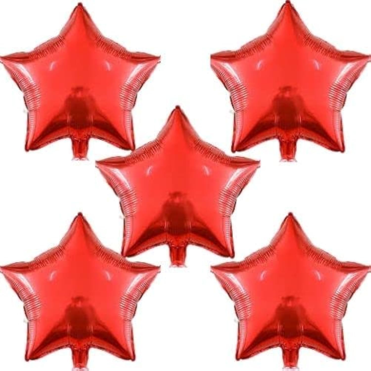 Inflate Decorate 18 inch Large Star Balloons Foil Baloons Helium or Air, 5 PACK (5pc Red Stars)