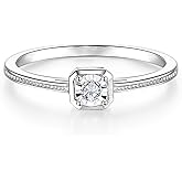 LynChoe Lab Grown Diamond Ring | Sterling Silver Ring, Engagement Ring, Diamond Engagement Rings for Women,Sterling Silver Diamond Ring, VS1-VS2 Clarity, E-F Color