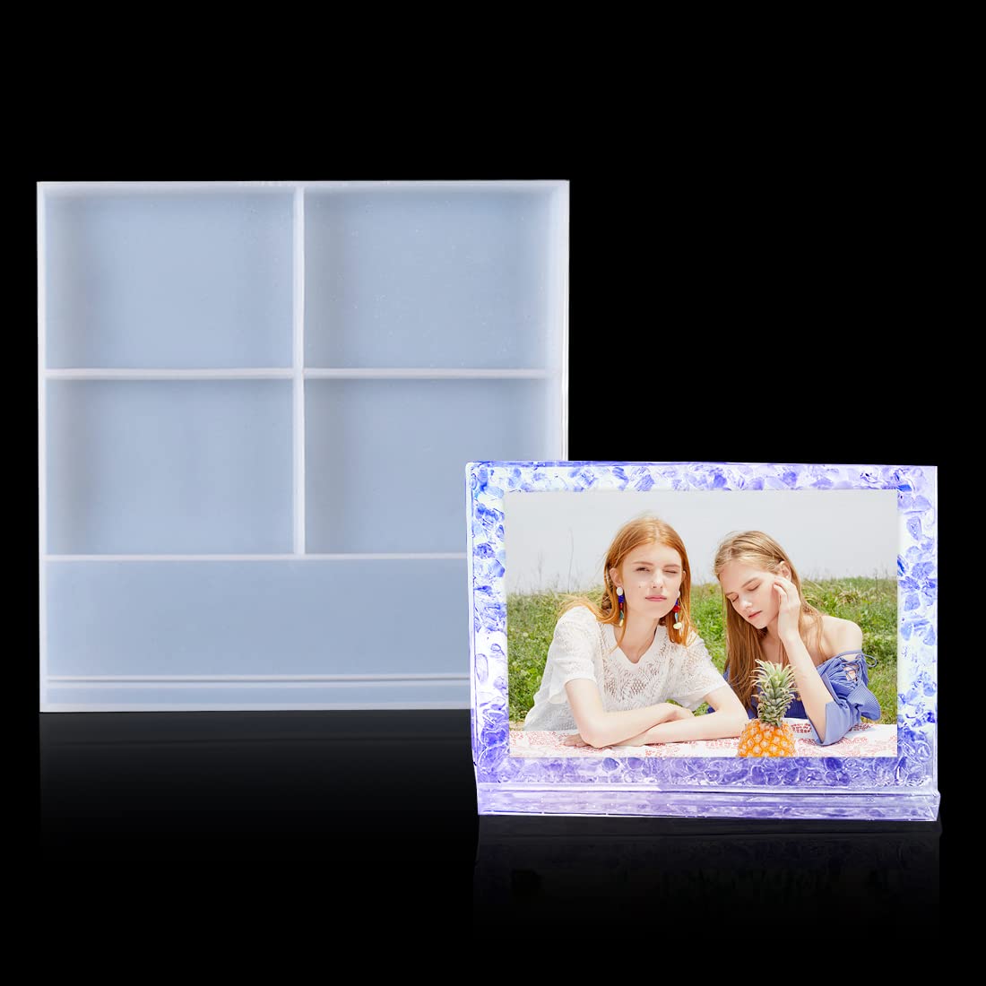 Voyyphixa Rectangle Resin Mold Picture Frame Silicone Mould Photo Frame Molds for Epoxy Resin Casting Tool Handmade Unique Large Square Photo Stand Crafts for Home Decor (Rectangular Mold)