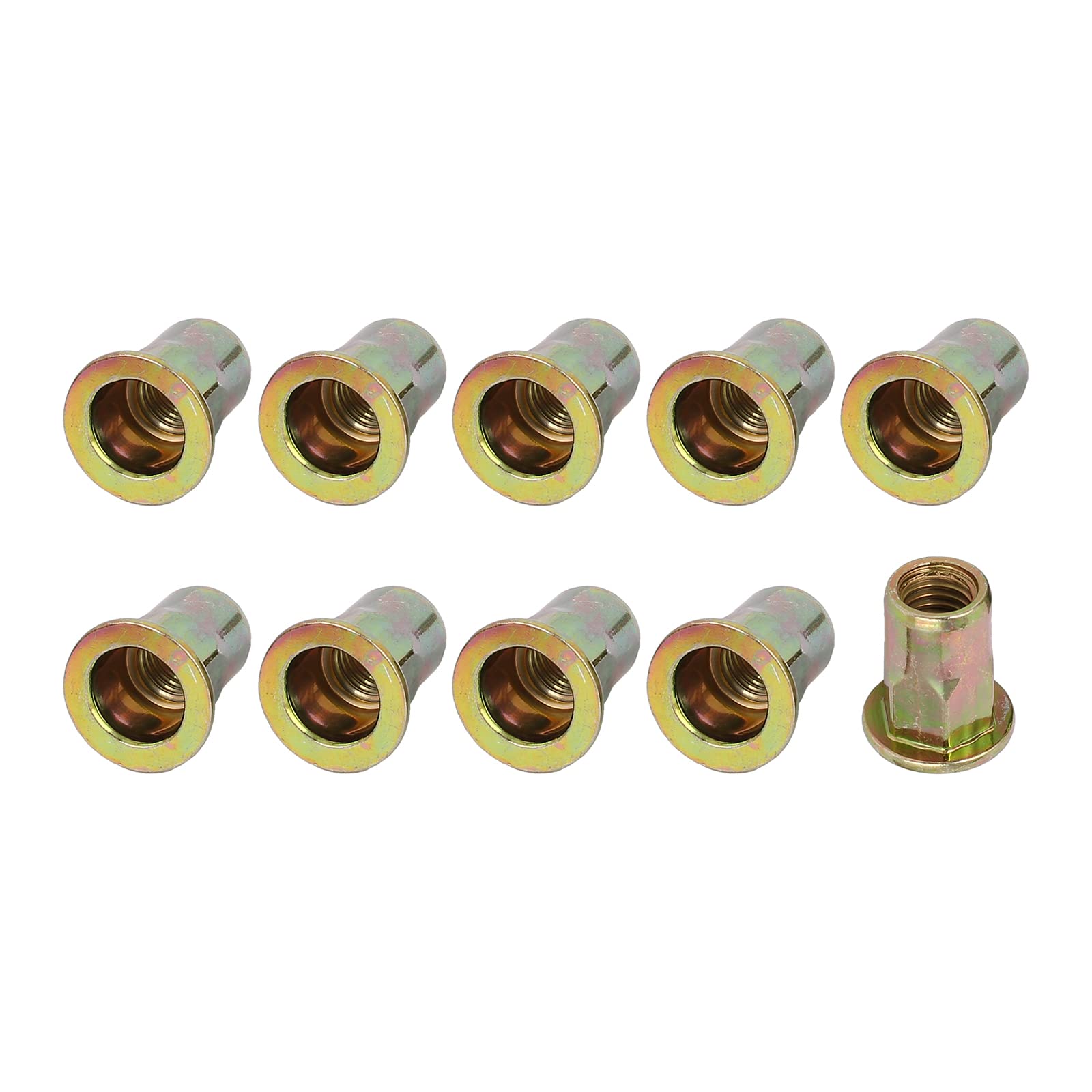 METALLIXITY Rivet Nuts (M8) 20Pcs, Carbon Steel Half Hex Threaded Insert Nuts - for Furniture Mechanical Fastener, Gold Tone
