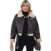 LY VAREY LIN Winter Women Faux Lamb Fur Leather Short Jacket Lapel Zipper Bomber Aviator Coat