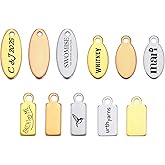 MeiceM 20-100 PCS Custom Charm,Metal Oval rectangle charm,engraved stainless steel charms Text/Logo,DIY Craft Bracelet pendants,Jewelry making