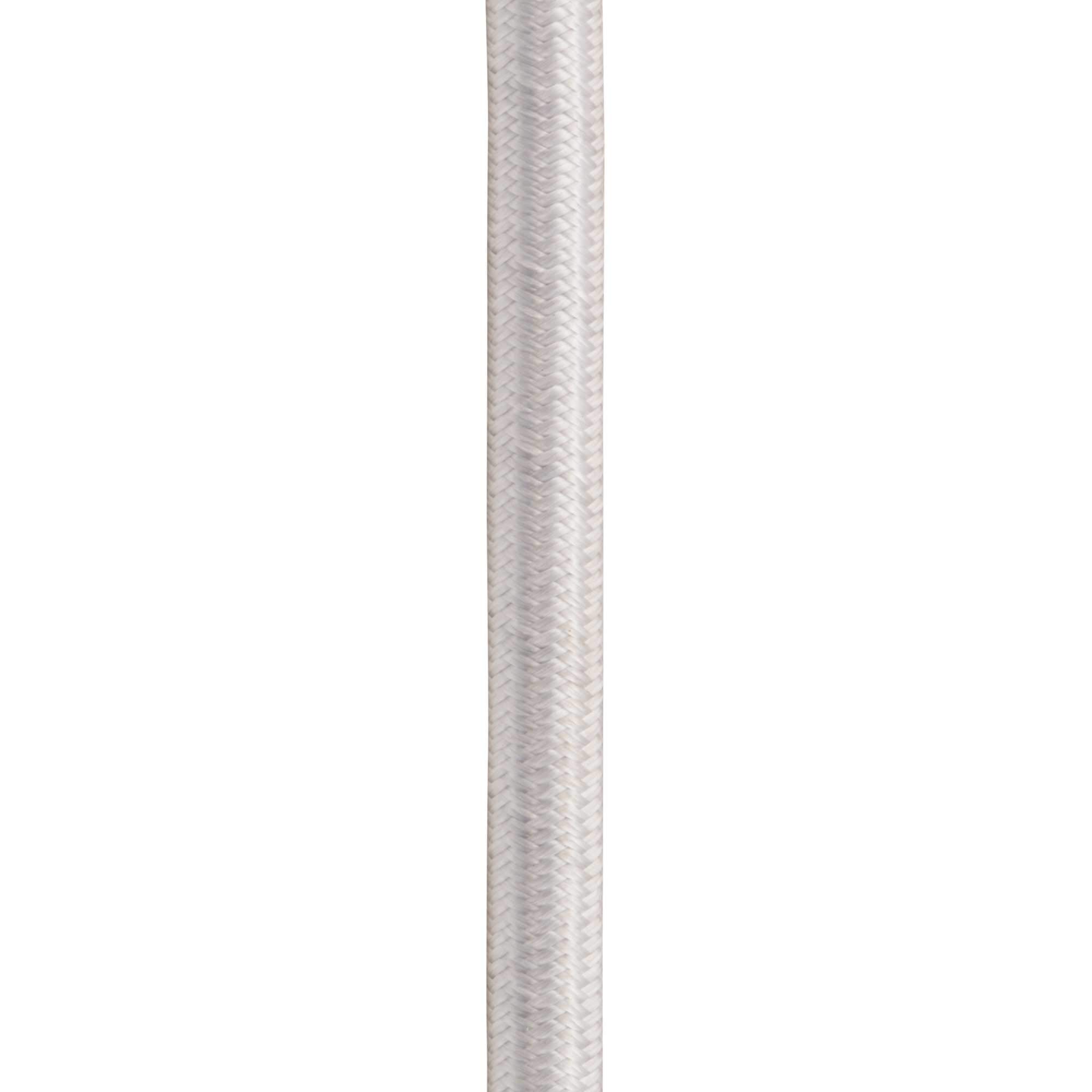 ElekTek Round Braided Fabric Flex Cable 2m Pack Colours to match ElekTek Ceiling Plates, Roses, Chain and Lamp holders Silver