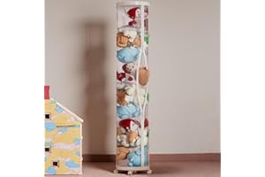 Flarelyare Large Stuffed Animal Storage Tube with Wheels, Tall Toy Organizer with Double Zipper, WhiteClear PET Cylinder Cont