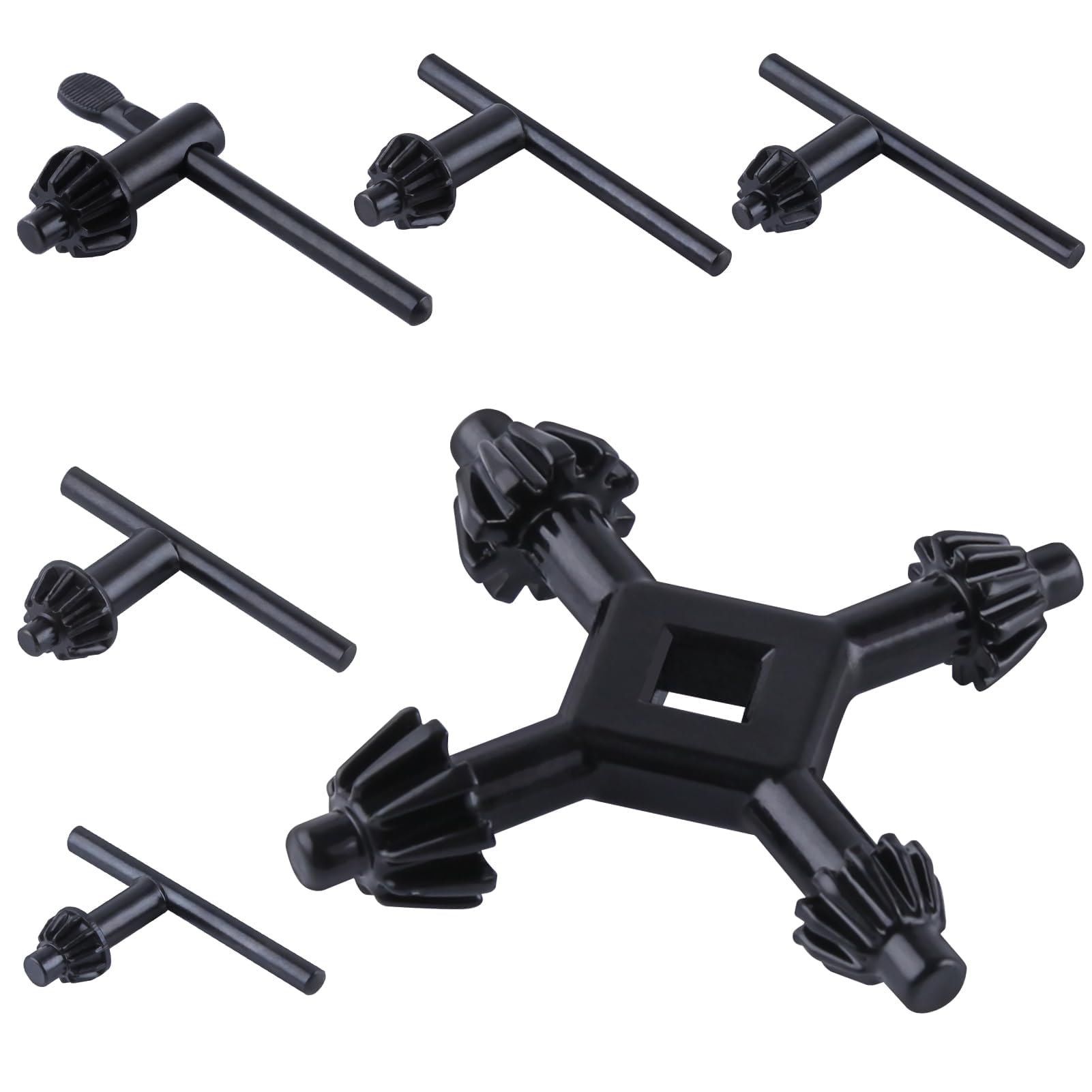 Photo 1 of LEONTOOL 6Pcs Drill Chuck Key Wrench Set 3/4" 5/8" 1/2" 3/8" 1/4" Drill Press Chuck Key and 4 in 1 Drills Chuck Key Multifunctional Replacement Drill Clamping Wrench for Electric Drill Clamping Tool