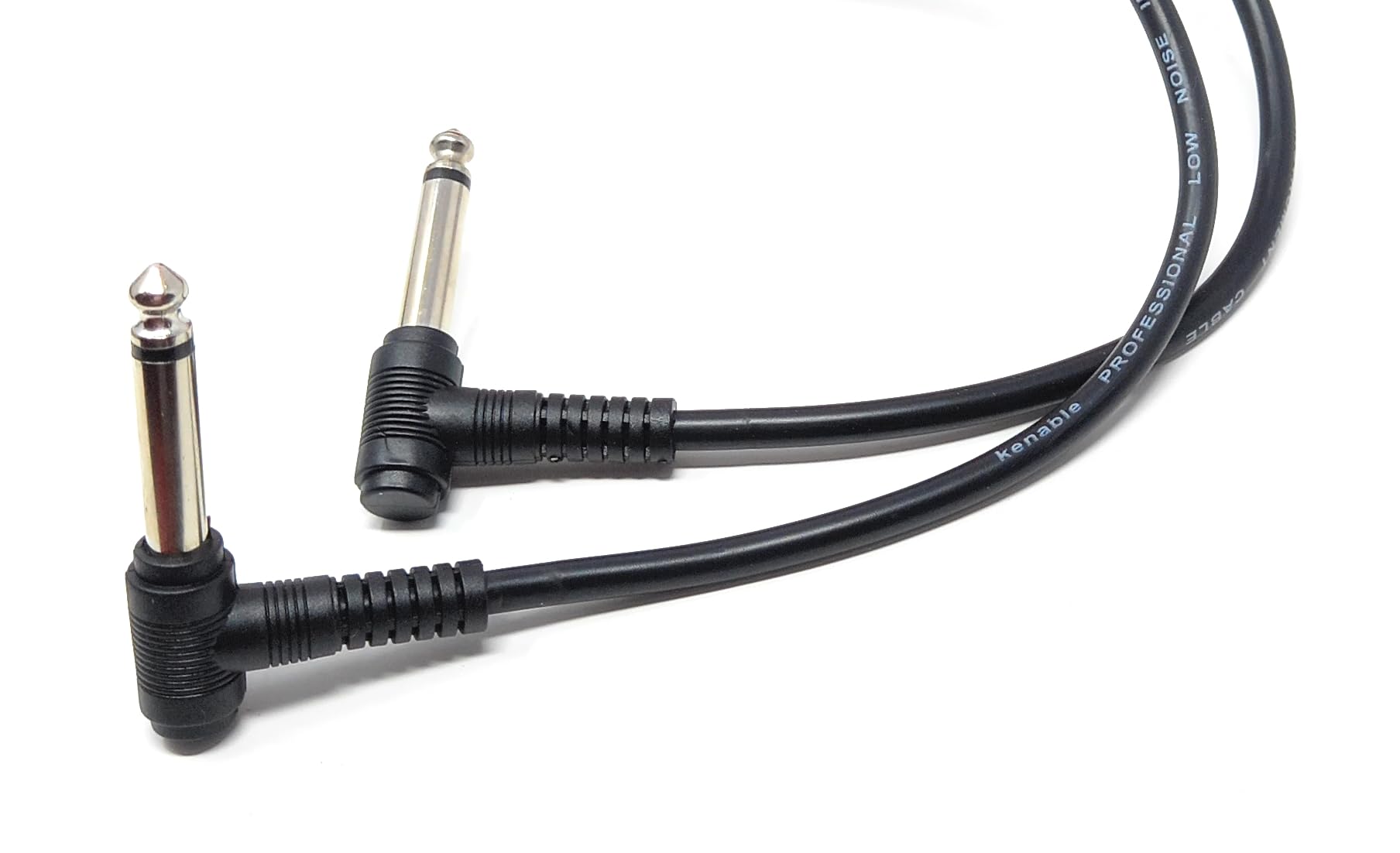 DRUT 1m 6.35mm 1/4" TS Mono Jack to Jack Plug Lead for Guitar, Amplifiers, Music Instruments, Speakers, Microphone Cable Dual Right Angle Black 3.3ft