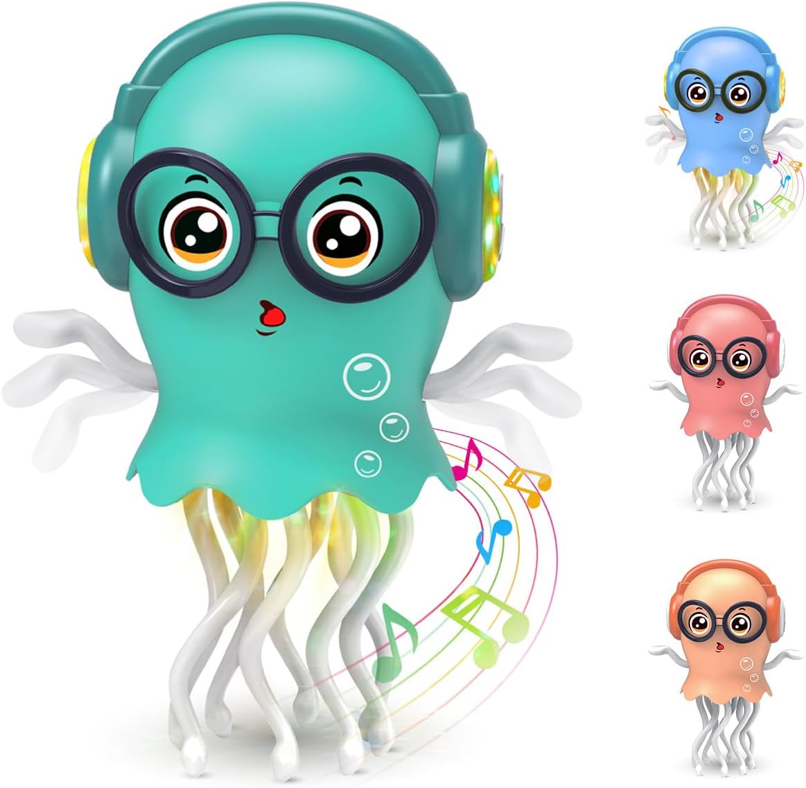 Dancing Jellyfish Tummy Time Toy, Crawling Jellyfish Baby Toy, Magic Music Crawling Toys for 3 4 5 6 7 8 Year Old Kids Boy Girl Toddler Birthday Easter Gifts, Interactive Relax for Office Desk