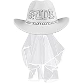 MGupzao Cowboy Hat and Veil Bachelorette Party Decor, White Cowgirl Hat Wedding Bridal Shower Favors, Bride to be Gift