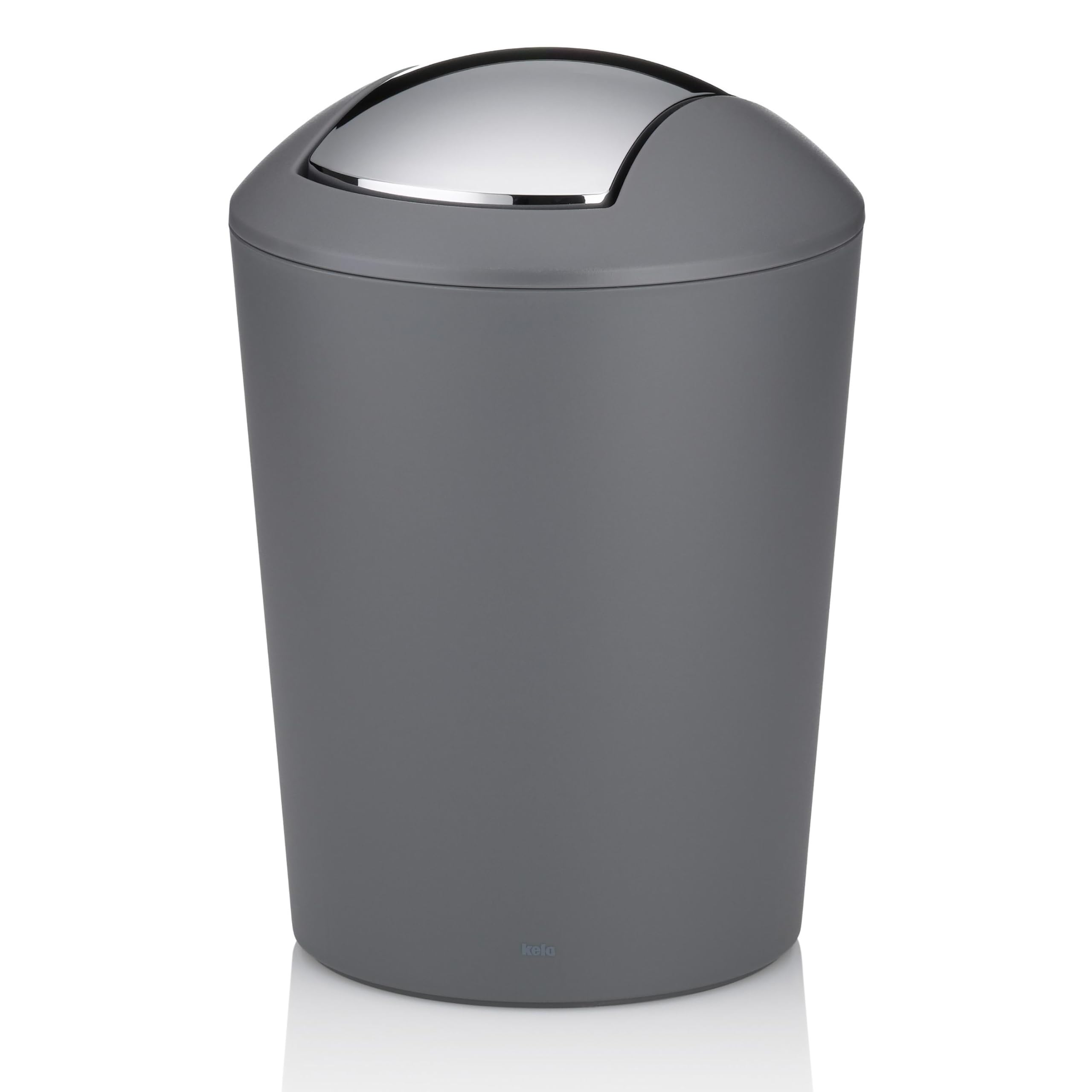 Kela swing lid bin grey, cosmetic bin 5l with swing lid, plastic, MARTA, waste bin bathroom grey matt